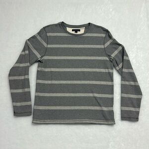 Banana Republic Sweatshirt Mens Grey/White Striped Pullover Sweater Sz M